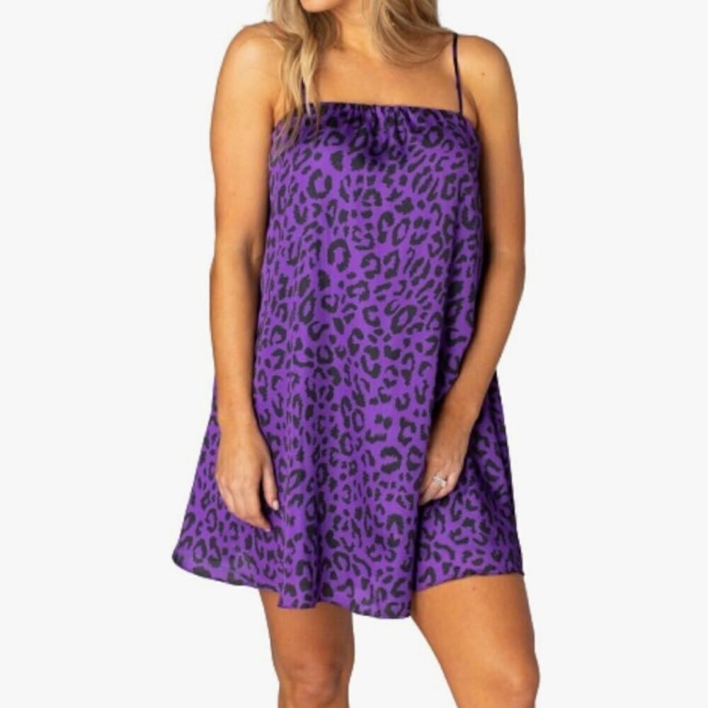 NEW BUDDY LOVE Sandra Swing Mini Dress in Purple Size Small